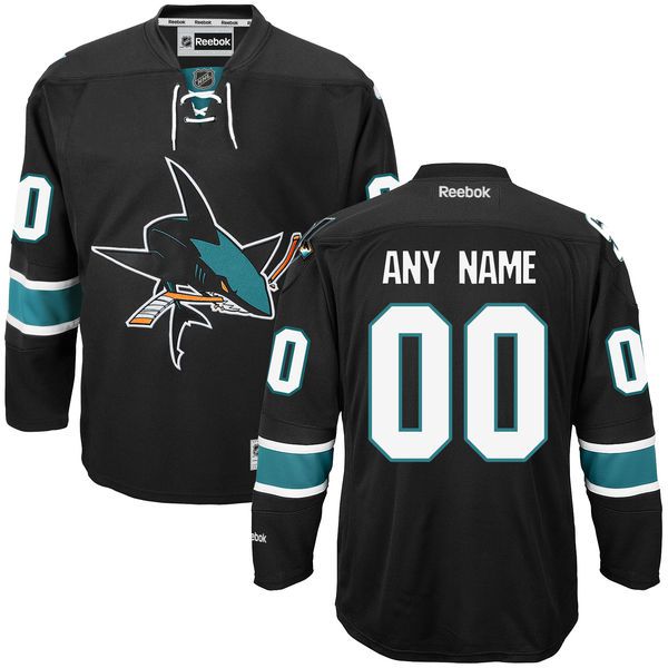 Reebok San Jose Sharks Men Premier Alternate Custom NHL Jersey - Black->->Custom Jersey